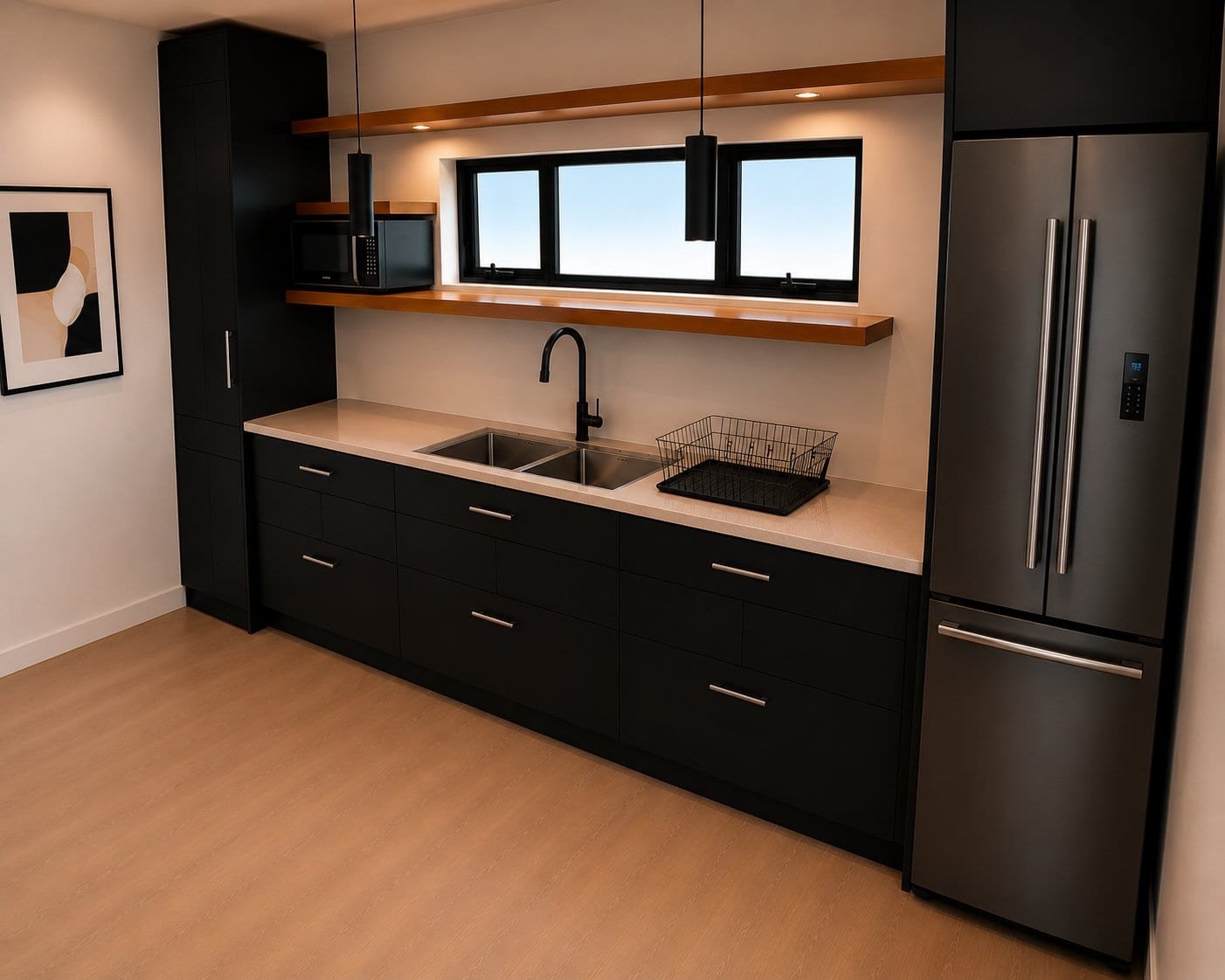 2 Bedroom Pod kitchen with full-height cabinetry
